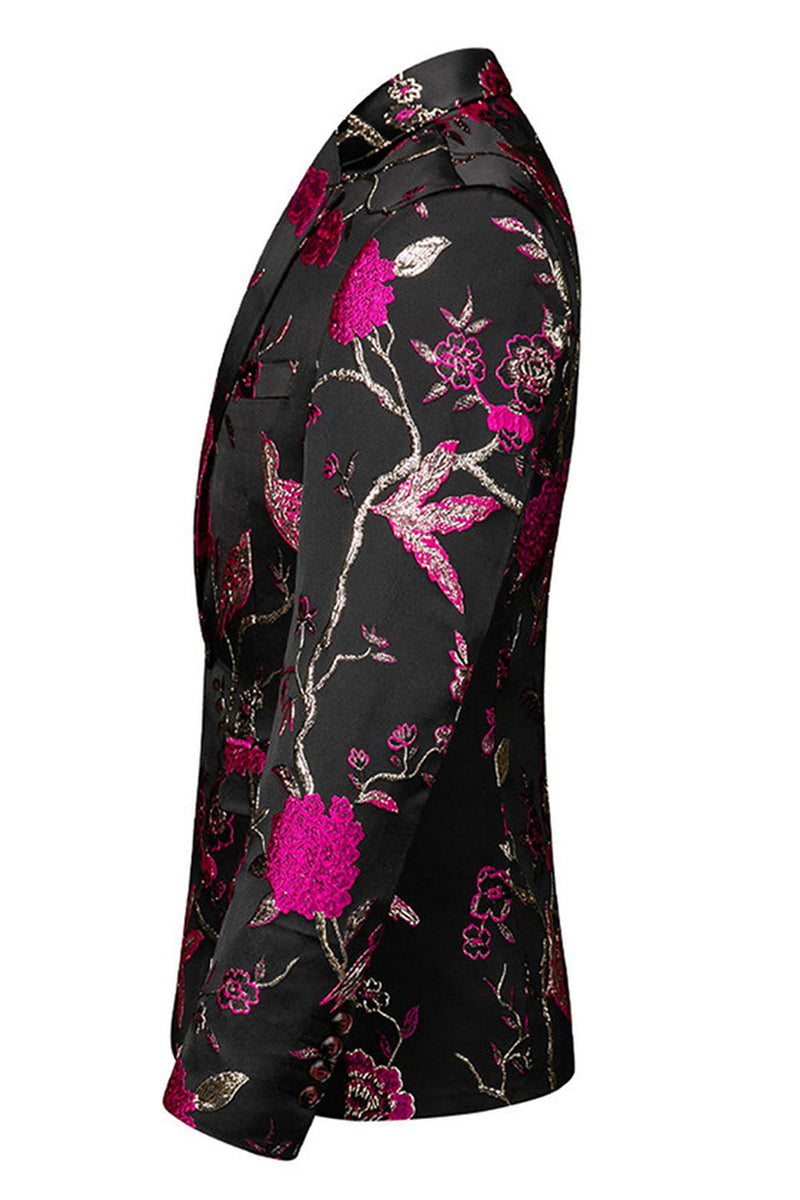 Laden Sie das Bild in den Galerie-Viewer, Einreihiger Jacquard mit gekerbtem Revers 2-teilige Lila Herren Ballanzüge