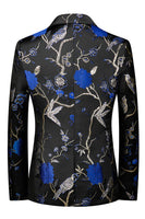 Laden Sie das Bild in den Galerie-Viewer, Blaue 3-teilige Jacquard Anzüge aus Jacquard für Herren mit gekerbtem Revers