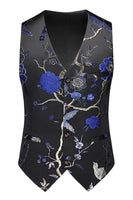 Laden Sie das Bild in den Galerie-Viewer, Blaue 3-teilige Jacquard Anzüge aus Jacquard für Herren mit gekerbtem Revers