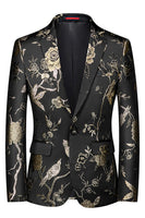 Laden Sie das Bild in den Galerie-Viewer, Blaue 3-teilige Jacquard Anzüge aus Jacquard für Herren mit gekerbtem Revers