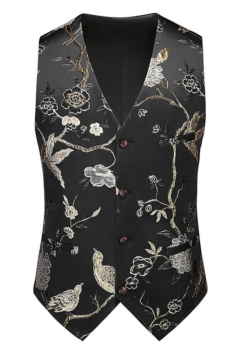 Laden Sie das Bild in den Galerie-Viewer, Blaue 3-teilige Jacquard Anzüge aus Jacquard für Herren mit gekerbtem Revers