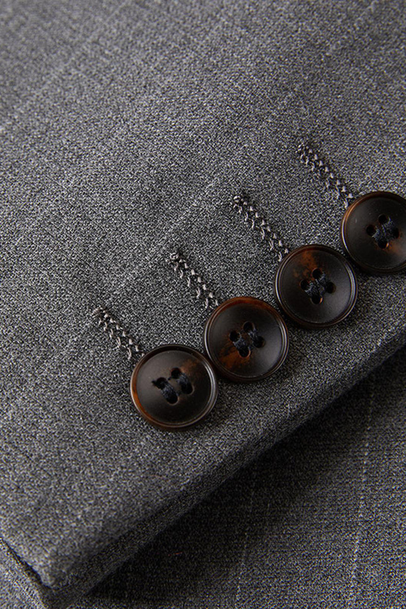 Laden Sie das Bild in den Galerie-Viewer, Graue 2-teilige Einreihige Herren Ballanzüge mit Spitzrevers