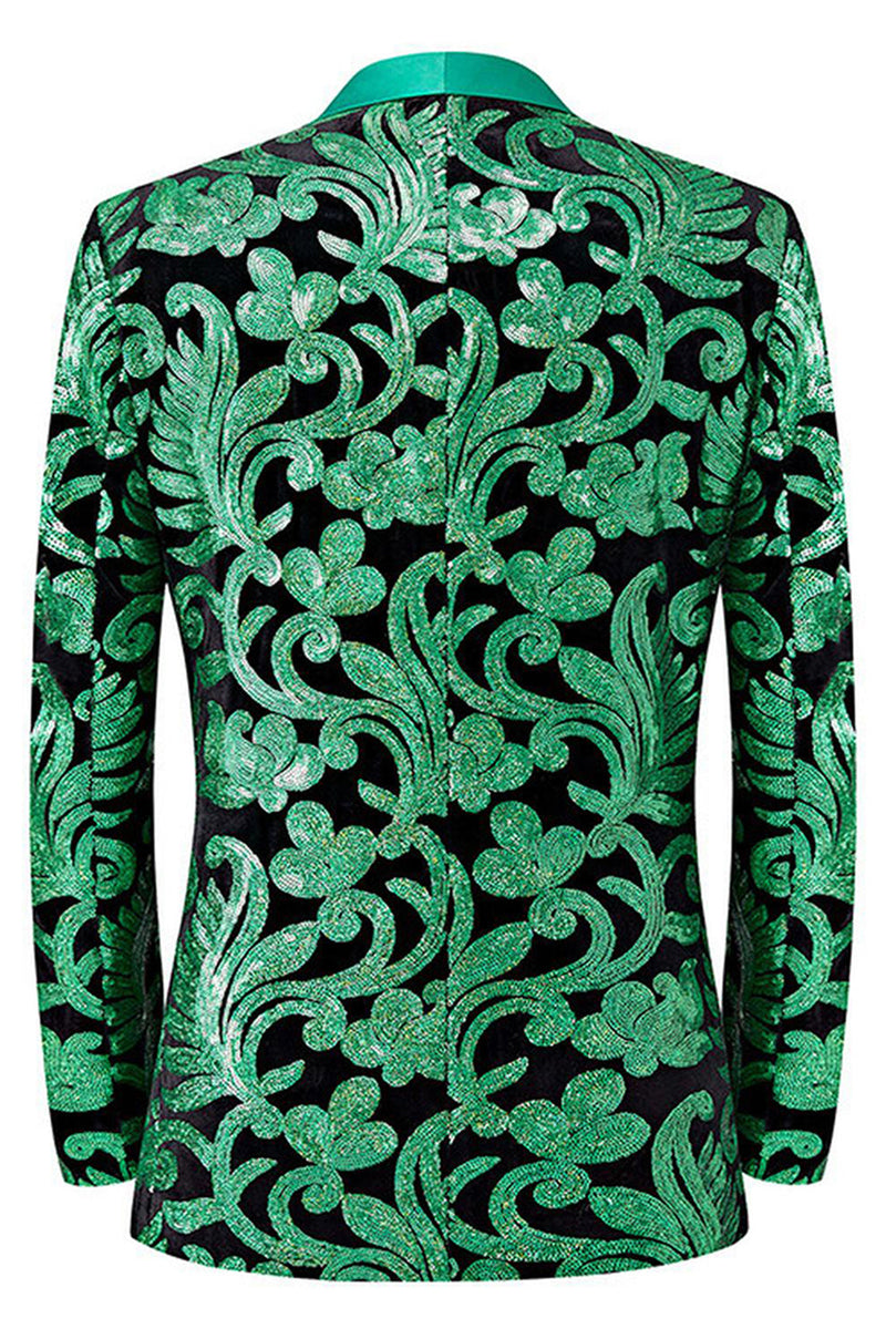 Laden Sie das Bild in den Galerie-Viewer, Grüne 2-teilige Jacquard Schal Revers Anzüge für Herren