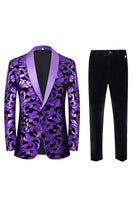 Laden Sie das Bild in den Galerie-Viewer, Grüne 2-teilige Jacquard Schal Revers Anzüge für Herren