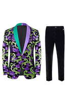 Laden Sie das Bild in den Galerie-Viewer, Grüne 2-teilige Jacquard Schal Revers Anzüge für Herren