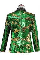 Laden Sie das Bild in den Galerie-Viewer, Glitzernder Schal-Revers Lila und Blau Herren Ballblazer mit Pailletten