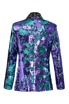 Glitzernder Schal-Revers Lila und Blau Herren Ballblazer mit Pailletten