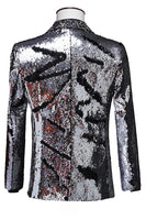 Laden Sie das Bild in den Galerie-Viewer, Glitzernder Schal-Revers Lila und Blau Herren Ballblazer mit Pailletten