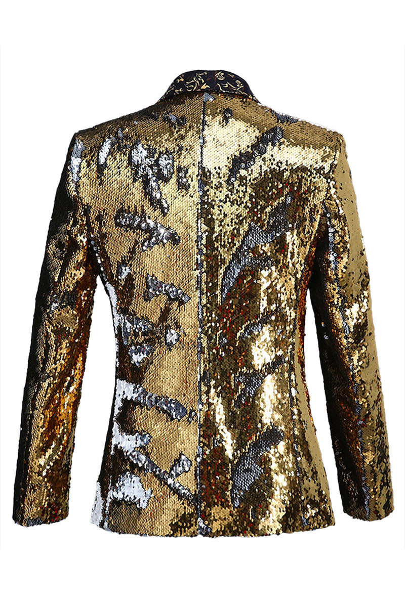 Laden Sie das Bild in den Galerie-Viewer, Glitzernder Schal-Revers Lila und Blau Herren Ballblazer mit Pailletten