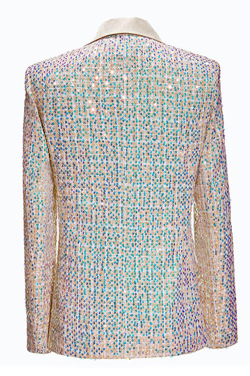 Laden Sie das Bild in den Galerie-Viewer, Glitzernde Champagner 2-teilige Herren Ballanzüge mit Pailletten