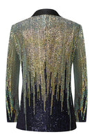 Laden Sie das Bild in den Galerie-Viewer, Schwarzer Einreihiger Ballblazer mit gekerbtem Revers und Pailletten für Herren