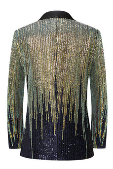 Schwarzer Einreihiger Ballblazer mit gekerbtem Revers und Pailletten für Herren