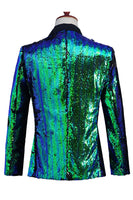 Laden Sie das Bild in den Galerie-Viewer, Glitzernder Silberner und goldener Schal Revers Herren Ballblazer mit Pailletten