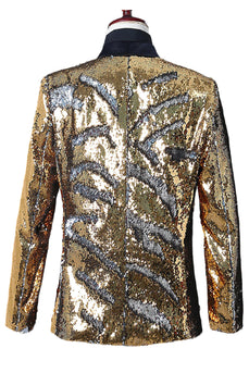 Glitzernder Silberner und goldener Schal Revers Herren Ballblazer mit Pailletten