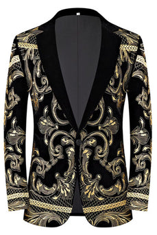 Herren 2-teilige Abschlussballanzüge aus goldenem Jacquard mit gekerbtem Revers