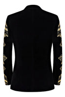 Laden Sie das Bild in den Galerie-Viewer, Herren 2-teilige Abschlussballanzüge aus goldenem Jacquard mit gekerbtem Revers