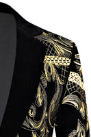 Laden Sie das Bild in den Galerie-Viewer, Herren 2-teilige Abschlussballanzüge aus goldenem Jacquard mit gekerbtem Revers