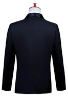 Laden Sie das Bild in den Galerie-Viewer, 2-teiliger Schwarzer Herrenanzug mit Spitzrevers und einem Knopf mit Perlenstickerei