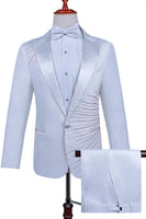 Laden Sie das Bild in den Galerie-Viewer, 2-teiliger Schwarzer Herrenanzug mit Spitzrevers und einem Knopf mit Perlenstickerei