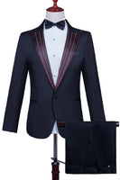 Laden Sie das Bild in den Galerie-Viewer, Weißer Peak Revers 2-teiliger Herren Ballanzug mit einem Knopf und Perlenstickerei