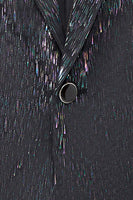 Laden Sie das Bild in den Galerie-Viewer, Glitzernder Schwarzer 2-teiliger Herren Ballanzug mit gekerbtem Revers und 3D-Blume