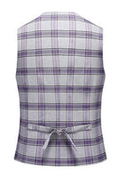 Laden Sie das Bild in den Galerie-Viewer, Graulila Gestreifte 3-teilige Herren Ballanzüge mit gekerbtem Revers