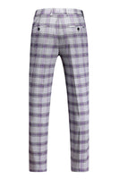 Laden Sie das Bild in den Galerie-Viewer, Graulila Gestreifte 3-teilige Herren Ballanzüge mit gekerbtem Revers