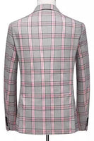 Laden Sie das Bild in den Galerie-Viewer, Rosagrau Gestreift 2 Stück Herren Ballanzüge mit spitzem Revers