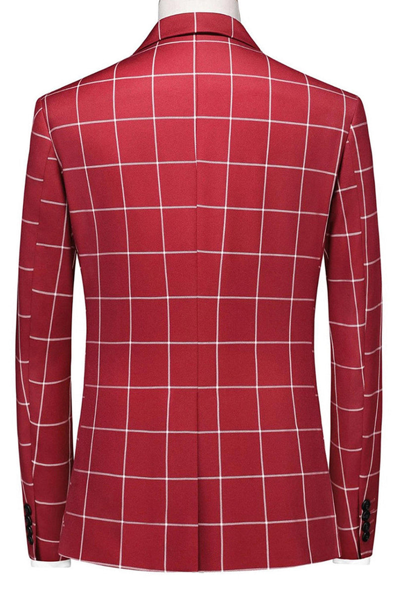 Laden Sie das Bild in den Galerie-Viewer, Rot Gestreifte Spitzrevers 3 Stück Herren Ballanzüge