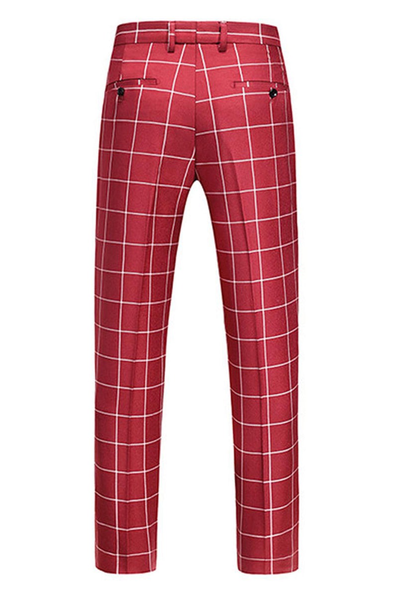 Laden Sie das Bild in den Galerie-Viewer, Rot Gestreifte Spitzrevers 3 Stück Herren Ballanzüge