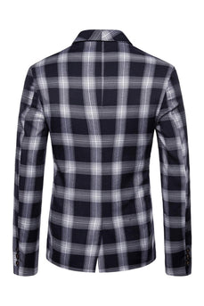 Marineblauer Schal Revers Gestreifter Herren Ballblazer