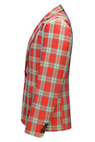 Laden Sie das Bild in den Galerie-Viewer, Roter Vintage Ballblazer mit gekerbtem Revers und gestreiftem Revers