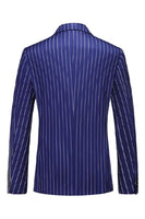 Laden Sie das Bild in den Galerie-Viewer, Blauer Peak Revers Gestreifte 2-teilige Herrenanzüge