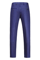 Laden Sie das Bild in den Galerie-Viewer, Blauer Peak Revers Gestreifte 2-teilige Herrenanzüge