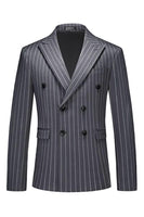 Laden Sie das Bild in den Galerie-Viewer, Blauer Peak Revers Gestreifte 2-teilige Herrenanzüge