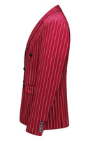 Laden Sie das Bild in den Galerie-Viewer, Rot Gestreifte 3-teilige Herrenanzüge mit Spitzrevers