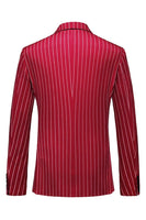 Laden Sie das Bild in den Galerie-Viewer, Rot Gestreifte 3-teilige Herrenanzüge mit Spitzrevers