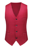 Laden Sie das Bild in den Galerie-Viewer, Rot Gestreifte 3-teilige Herrenanzüge mit Spitzrevers