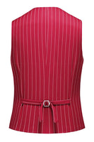 Laden Sie das Bild in den Galerie-Viewer, Rot Gestreifte 3-teilige Herrenanzüge mit Spitzrevers