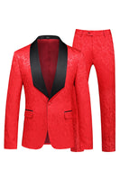 Laden Sie das Bild in den Galerie-Viewer, Schwarzer Schal Revers Ein Knopf 2-teilige Herren Ballanzüge