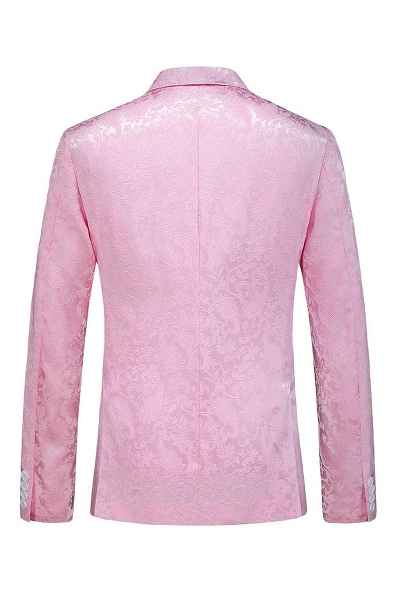 Laden Sie das Bild in den Galerie-Viewer, Rosa Druck Peak Revers 3-teilige Herren Ballanzüge