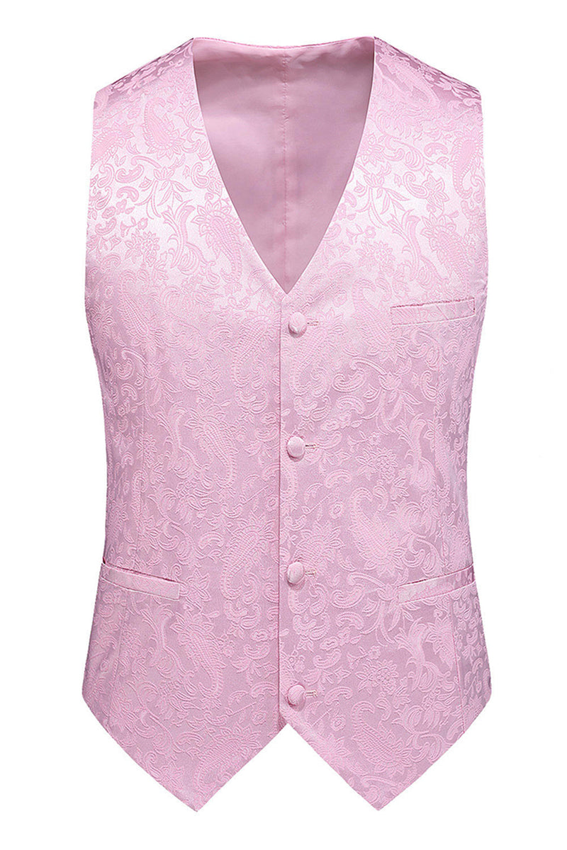 Laden Sie das Bild in den Galerie-Viewer, Rosa Druck Peak Revers 3-teilige Herren Ballanzüge