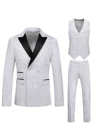 Laden Sie das Bild in den Galerie-Viewer, Rosa Druck Peak Revers 3-teilige Herren Ballanzüge