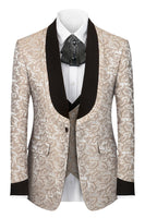 Laden Sie das Bild in den Galerie-Viewer, Schwarzer Schal Revers 3-teilige Herrenanzüge mit einem Knopf