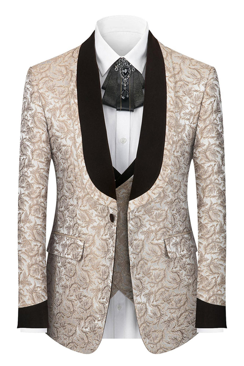 Laden Sie das Bild in den Galerie-Viewer, Schwarzer Schal Revers 3-teilige Herrenanzüge mit einem Knopf