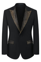 Laden Sie das Bild in den Galerie-Viewer, Schwarze 3-teilige Herrenanzüge mit Spitzrevers und Perlen