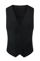 Laden Sie das Bild in den Galerie-Viewer, Schwarze 3-teilige Herrenanzüge mit Spitzrevers und Perlen