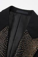 Laden Sie das Bild in den Galerie-Viewer, Schwarze 3-teilige Herrenanzüge mit Spitzrevers und Perlen