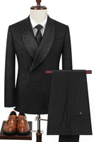 Laden Sie das Bild in den Galerie-Viewer, Weißes Schal Revers 2-teilige Herrenanzüge mit Perlenstickerei