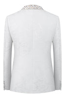 Laden Sie das Bild in den Galerie-Viewer, Weißes Schal Revers 2-teilige Herrenanzüge mit Perlenstickerei